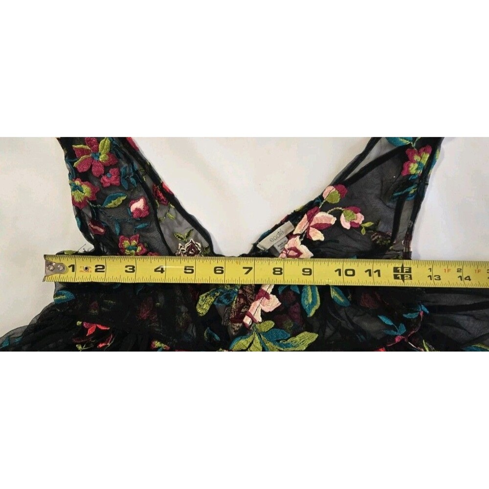 Ecote Black Floral Baby Doll Embroidered Top XS Boho Indie Layering Piece - Picture 7 of 11